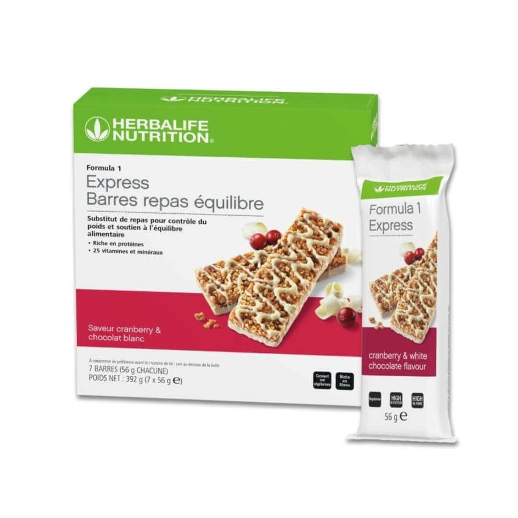 F1 Express Bar - Barres Repas Équilibre Cranberry & Chocolat blanc 7 barres